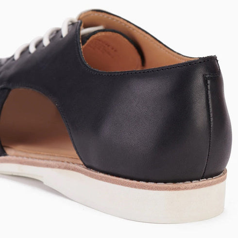 Rollie Womens Sidecut Punch Black Leather Shoe